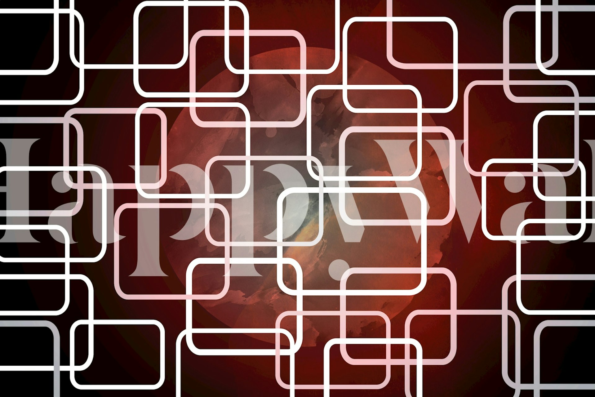 Geometric shapes in white on a dark red background wallpaper