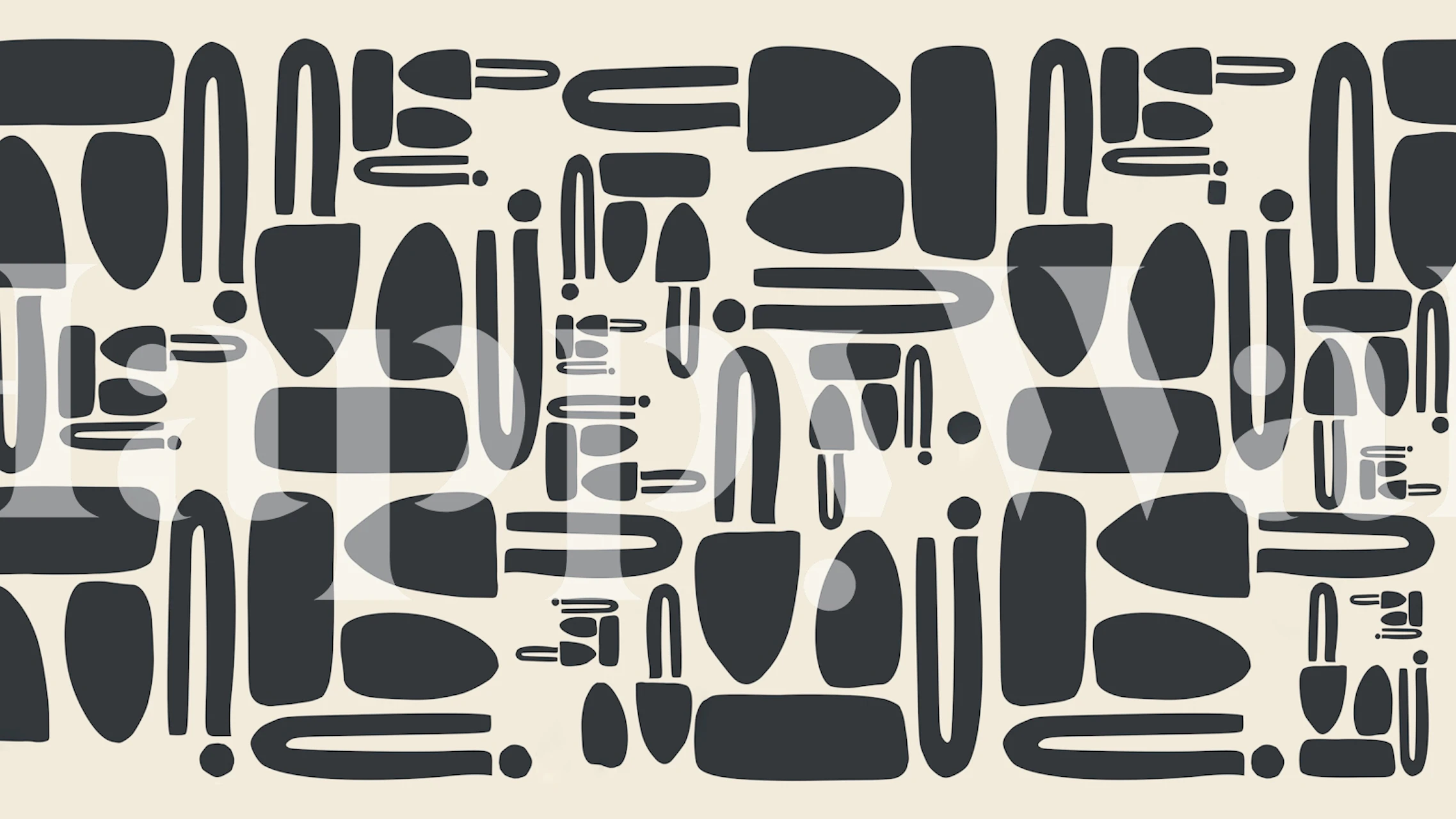 Geometric black shapes on a cream background wallpaper