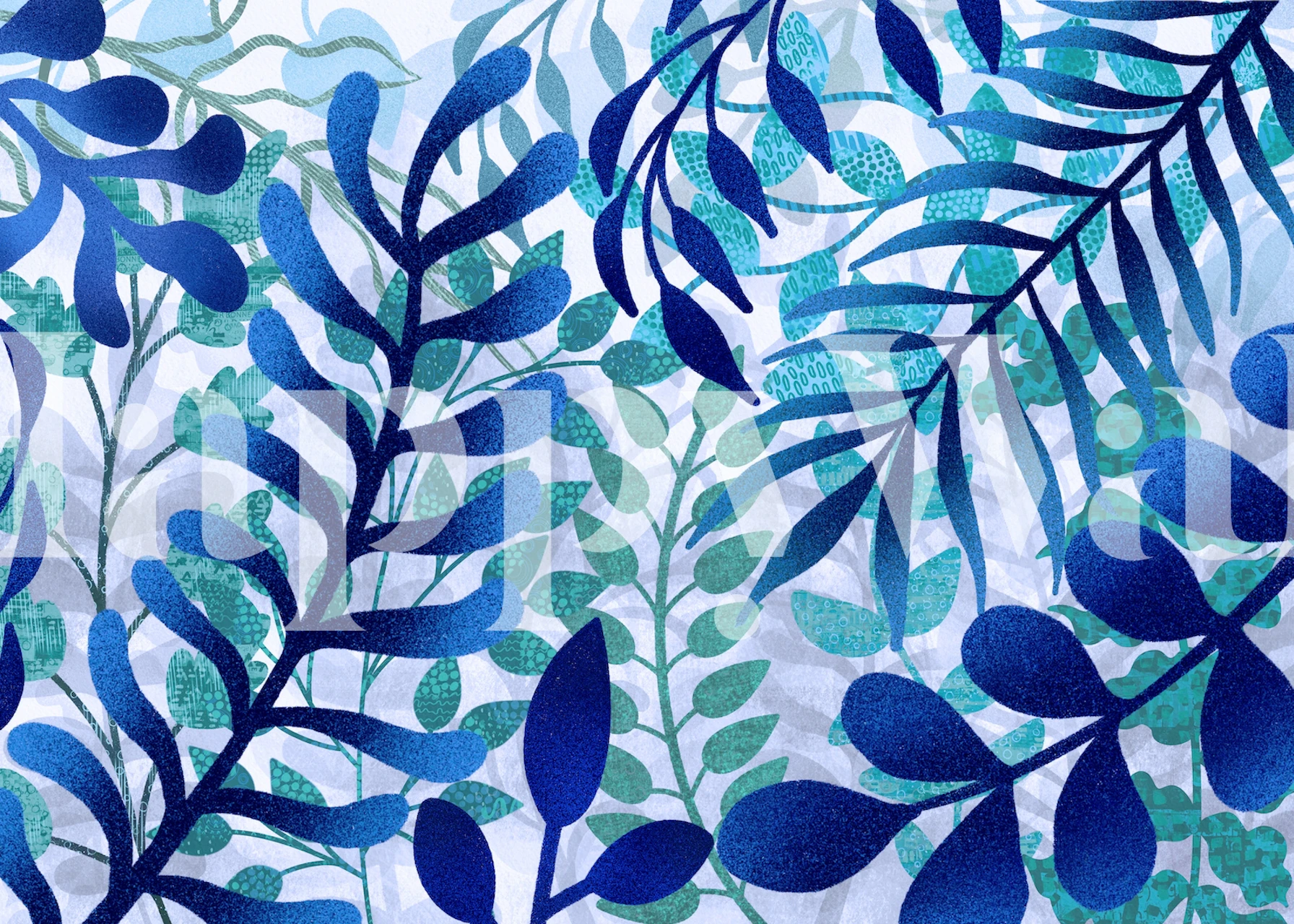 Tapeta s listovým vzorem v interiéru