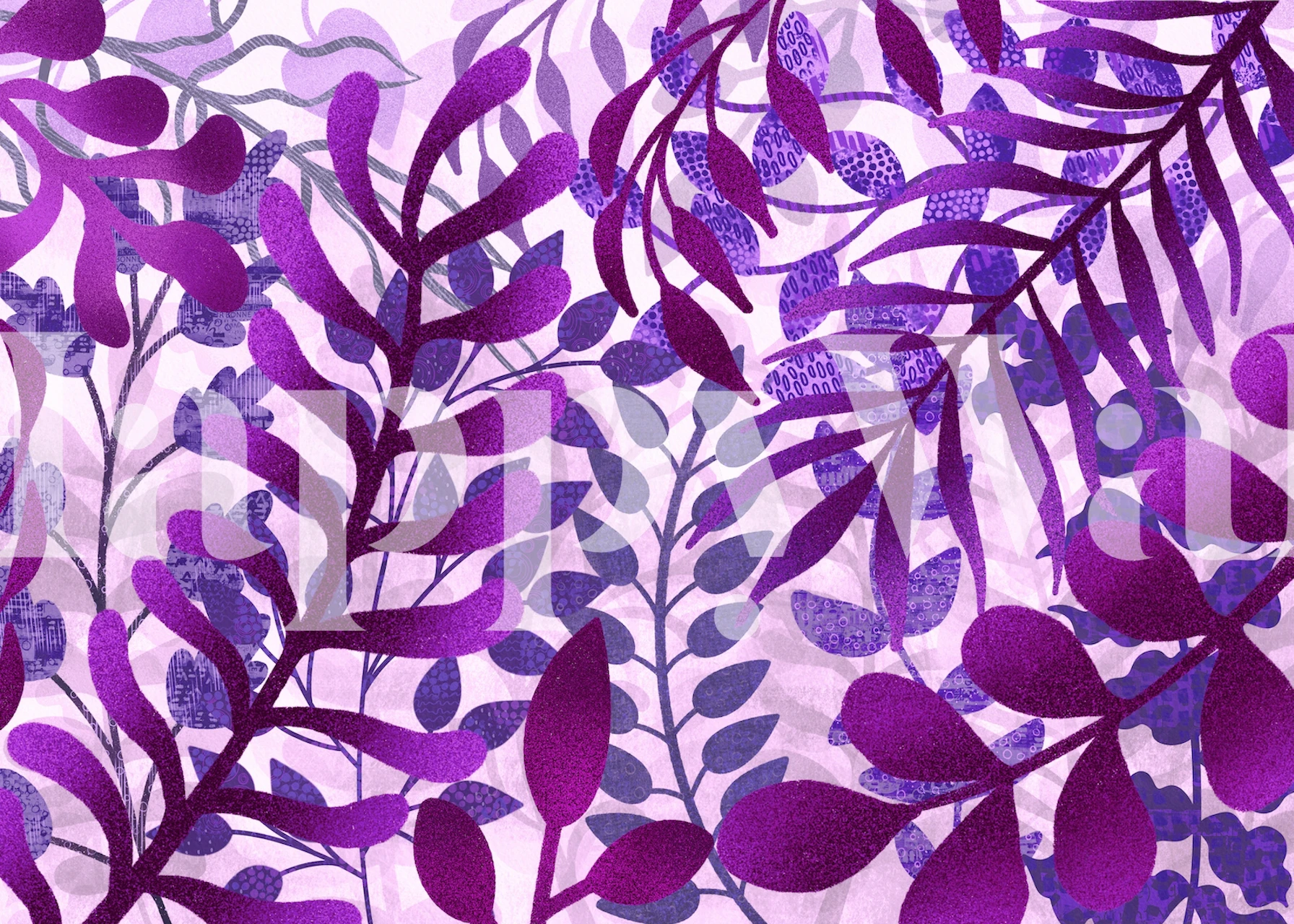 Purple leaf pattern wallpaper in a room