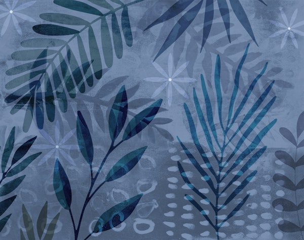 Palm Leaf Collage Mix Blue