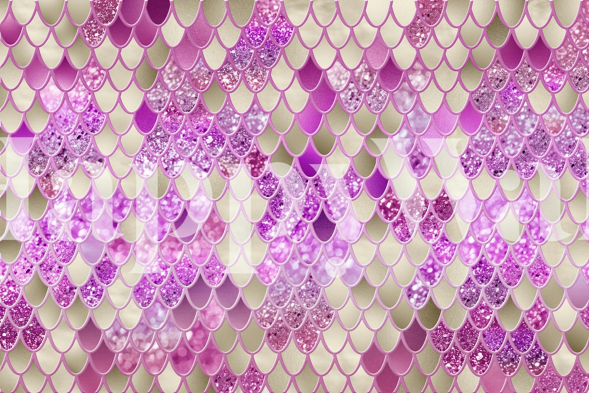 Mermaid scale pattern wallpaper in room display