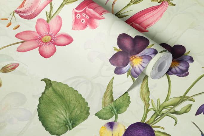 Nostalgic Romantic Vintage Flower Meadow 2wallpaper roll