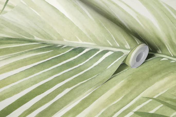Tropical Rain Forest Palm Leaves Watercolorwallpaper roll