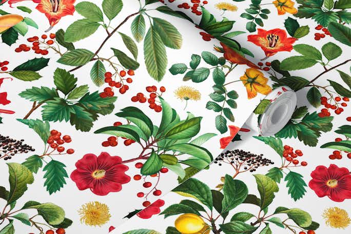 Autumn Floral Leaf And Flowerswallpaper roll