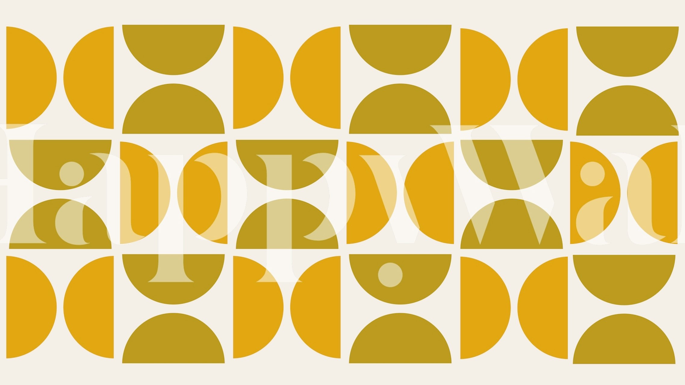 Mural de parede Golden Ochre Bauhaus com padrões geométricos