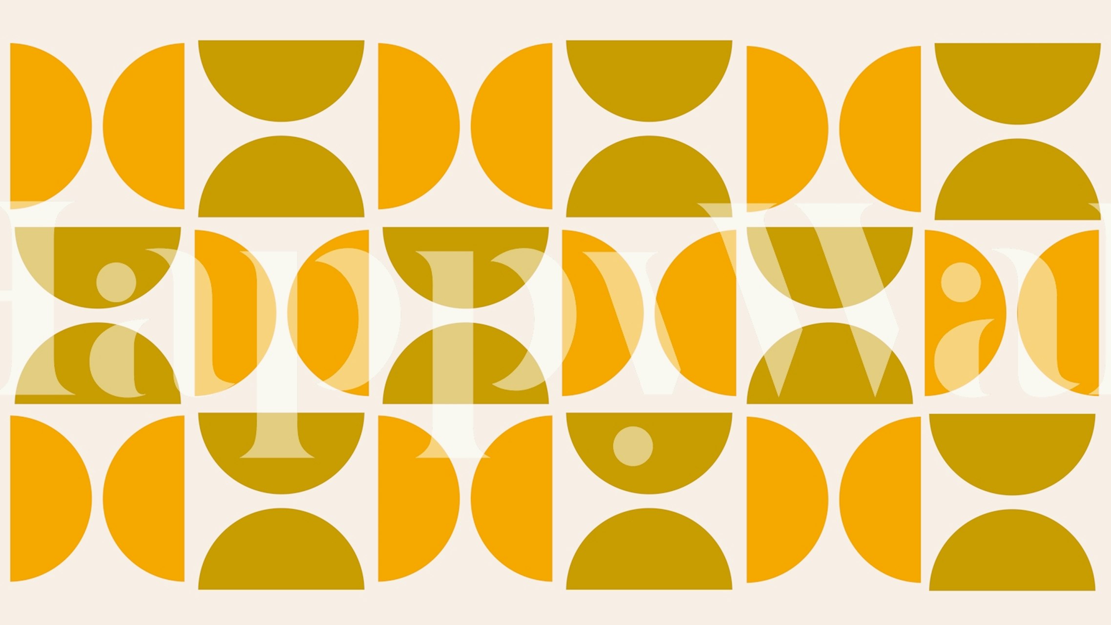 Golden Ochre Bauhaus wall mural with geometric patterns