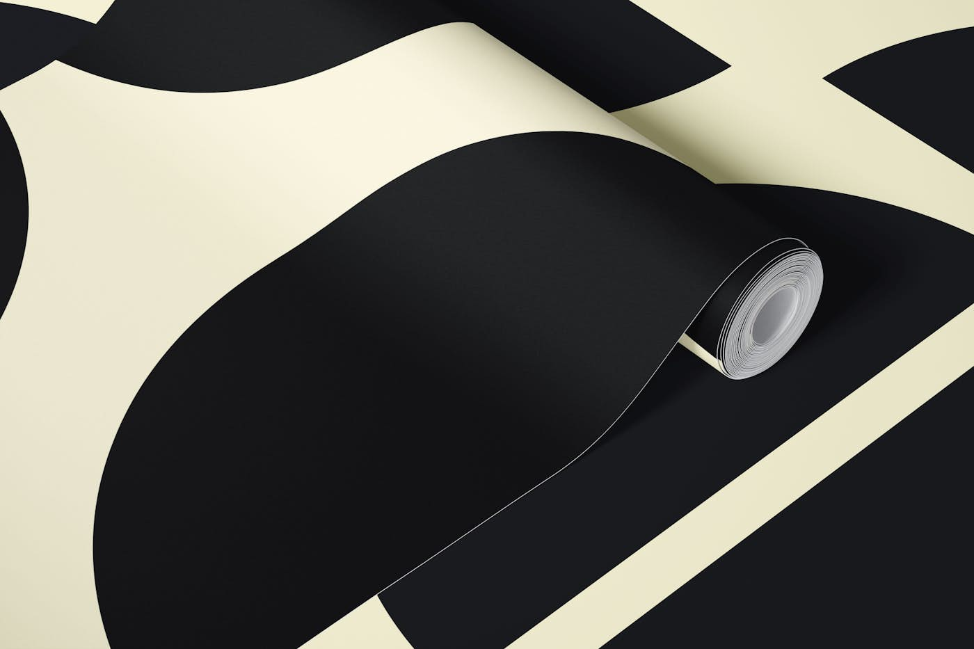 Cream Black Bauhaus wallpaper roll