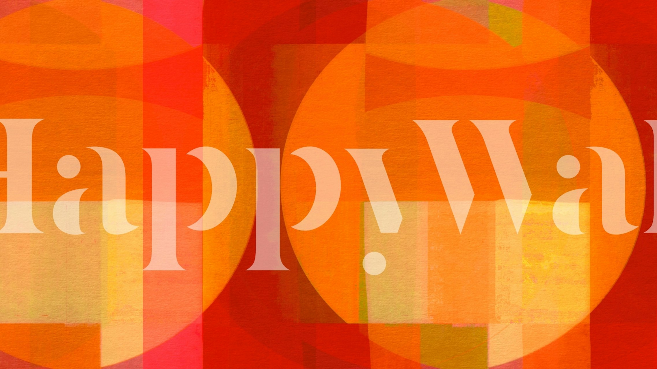 Carta da parati astratta in stile Bauhaus in una vibrante miscela di forme geometriche rosse, arancioni e gialle.