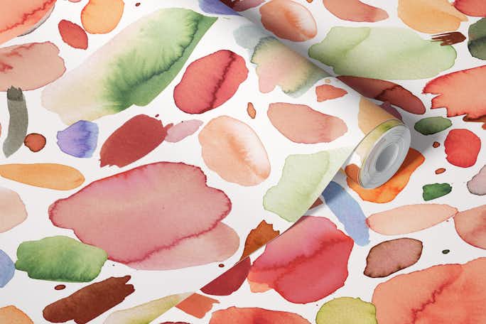 Color Joy Watercolor Terracottawallpaper roll