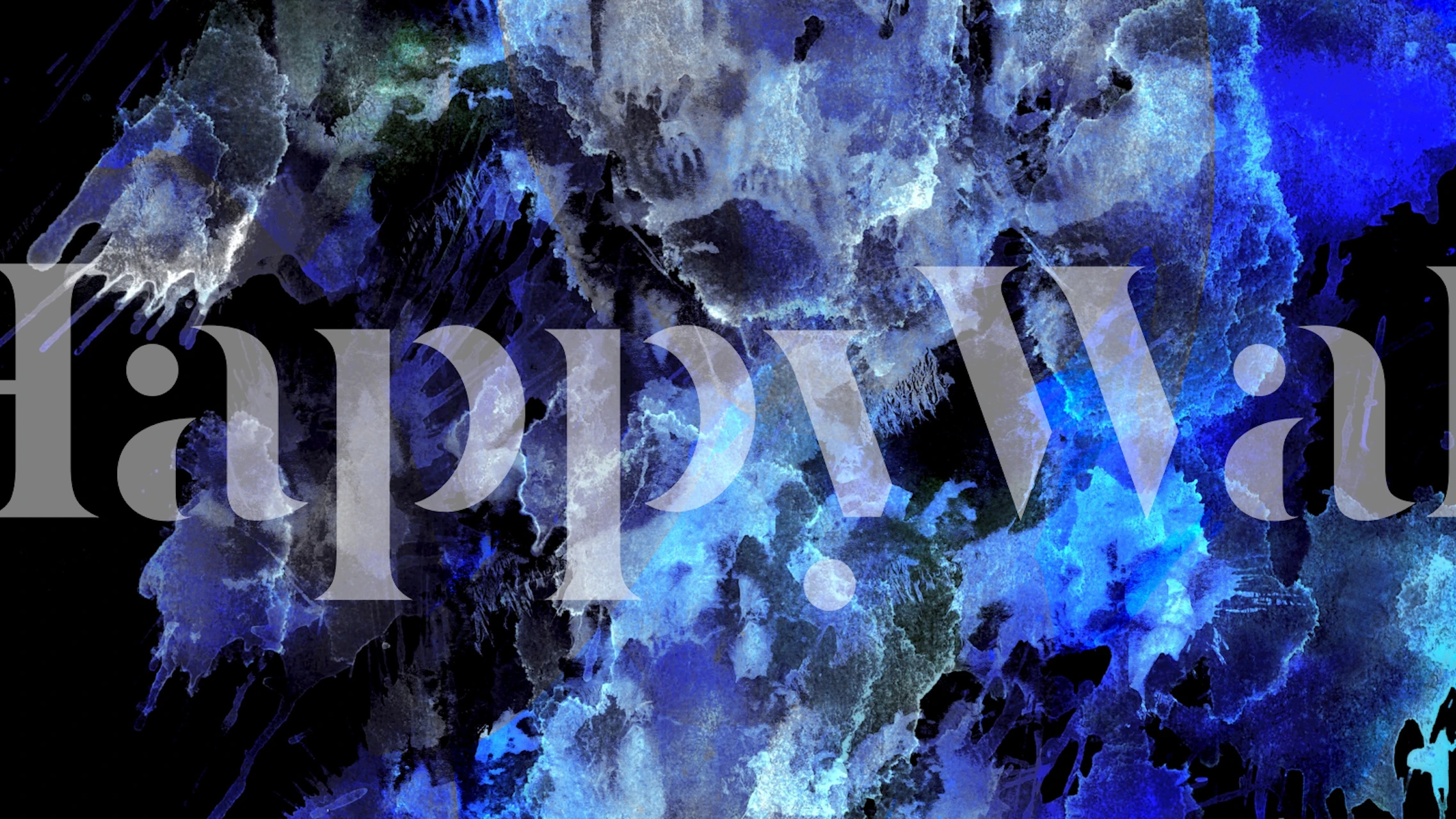 Abstract midnight blue and black watercolor wall mural creating an oceanic ambiance