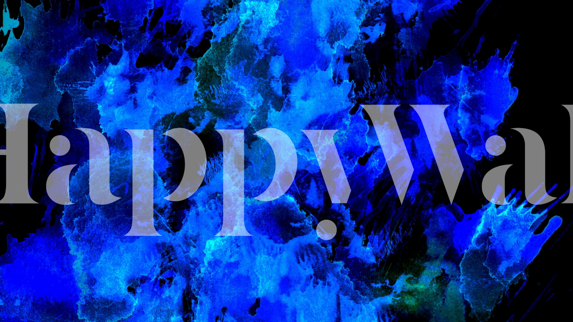 Abstract blue splash patterns on black wallpaper