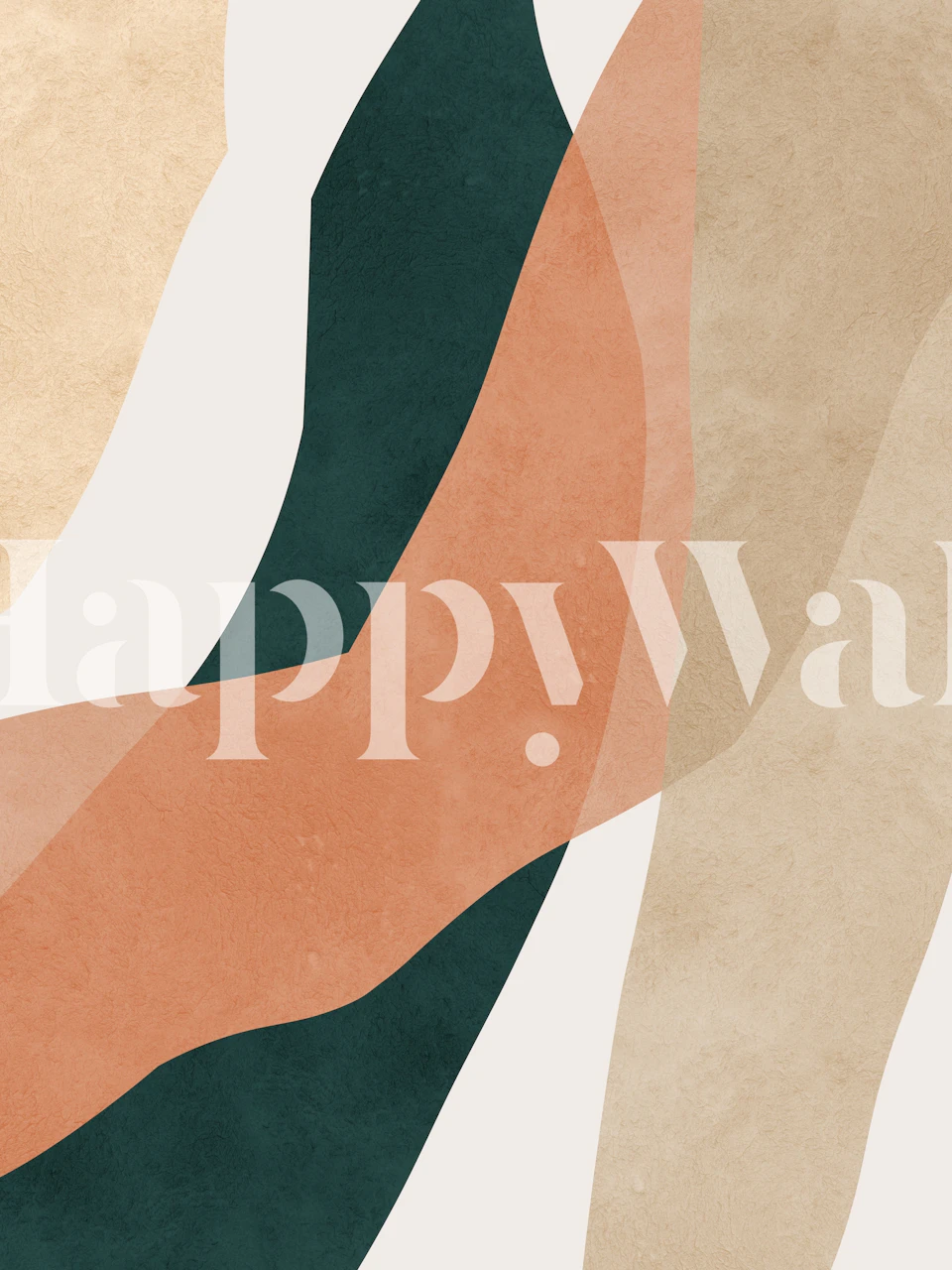 Abstract color wave design in earthy tones of green, beige, and peach wallpaper