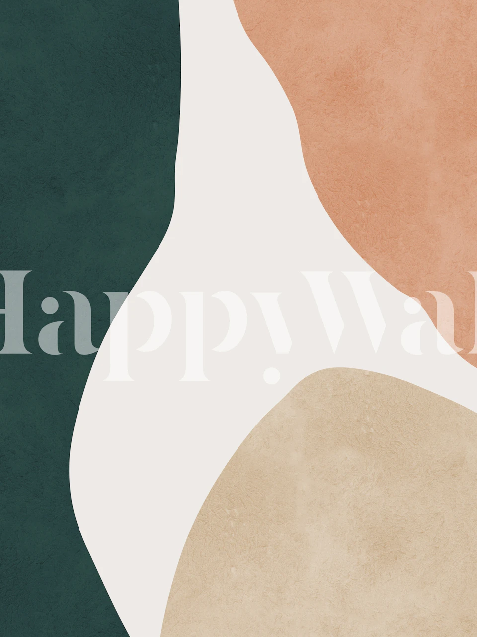 Green, peach, and beige abstract shapes wallpaper