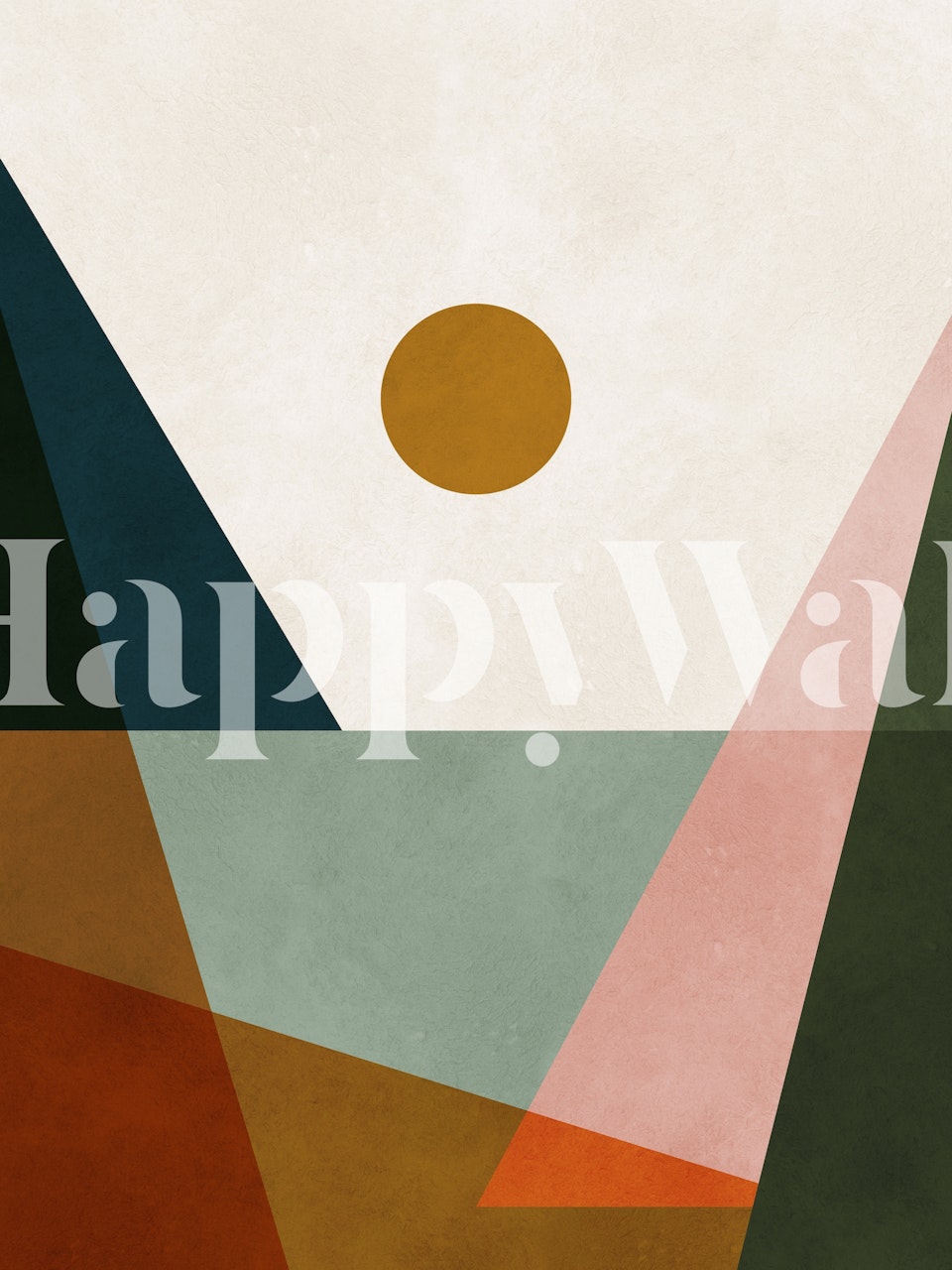 Watercolor landscape wallpaper in a room