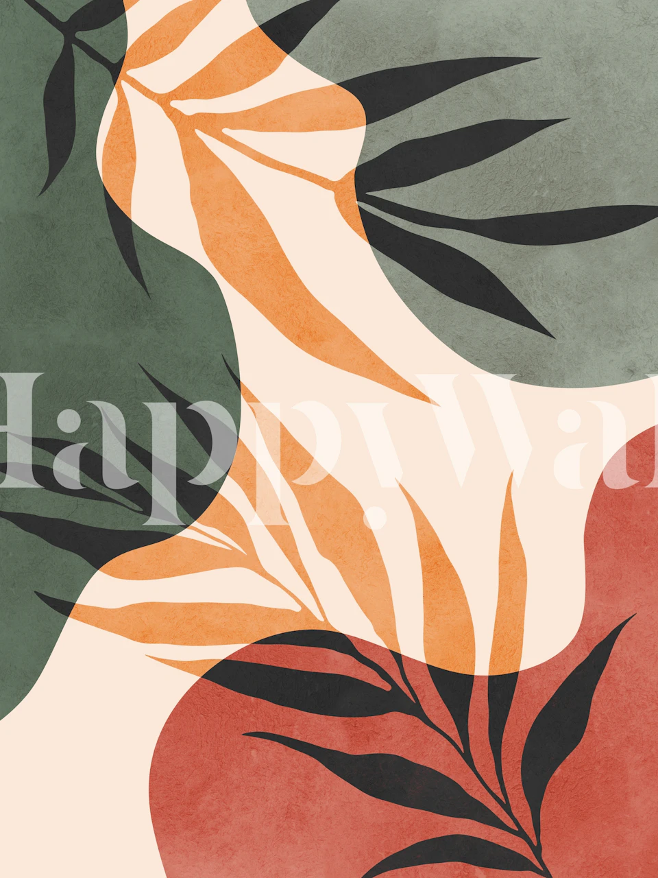 Botanical wallpaper design in a room