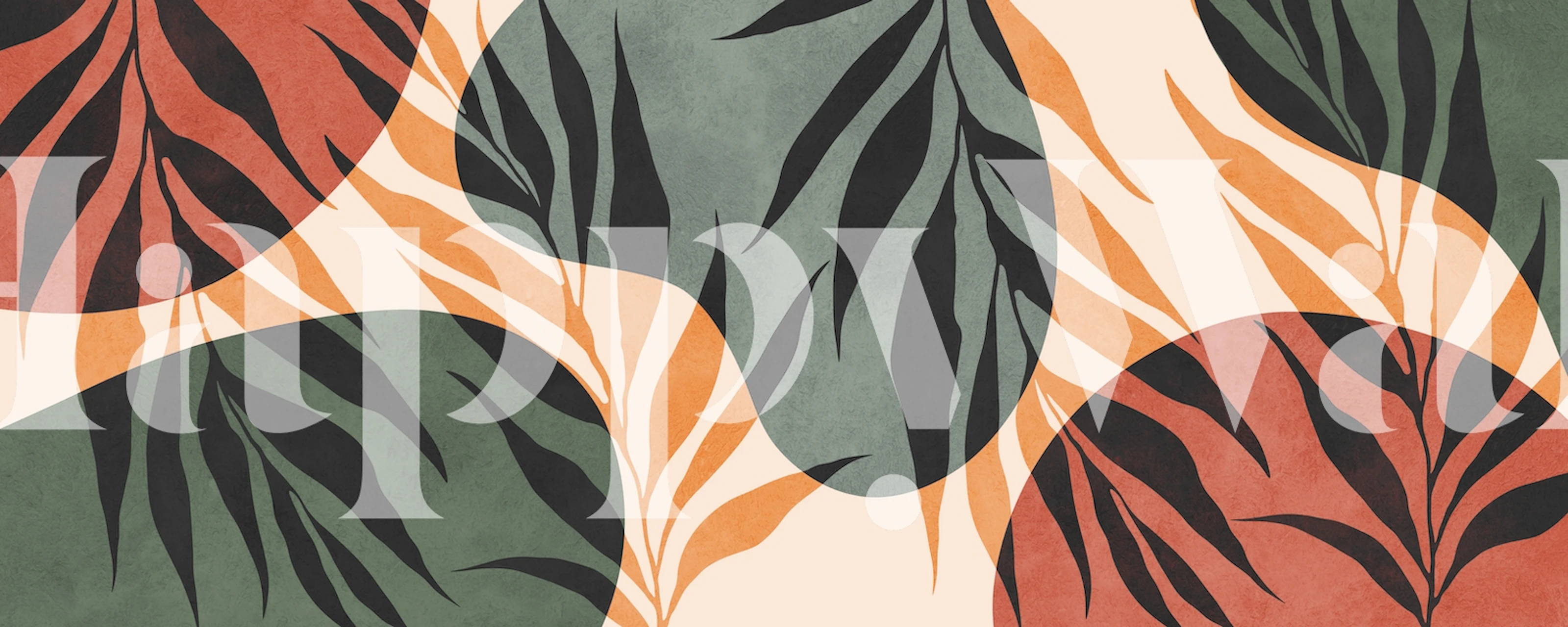 Botanical and floral wallpaper displayed in a room