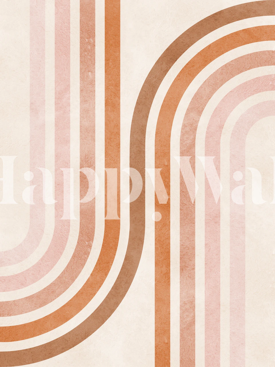 Retro striped wallpaper featuring warm pastel colors: peach, beige, and brown