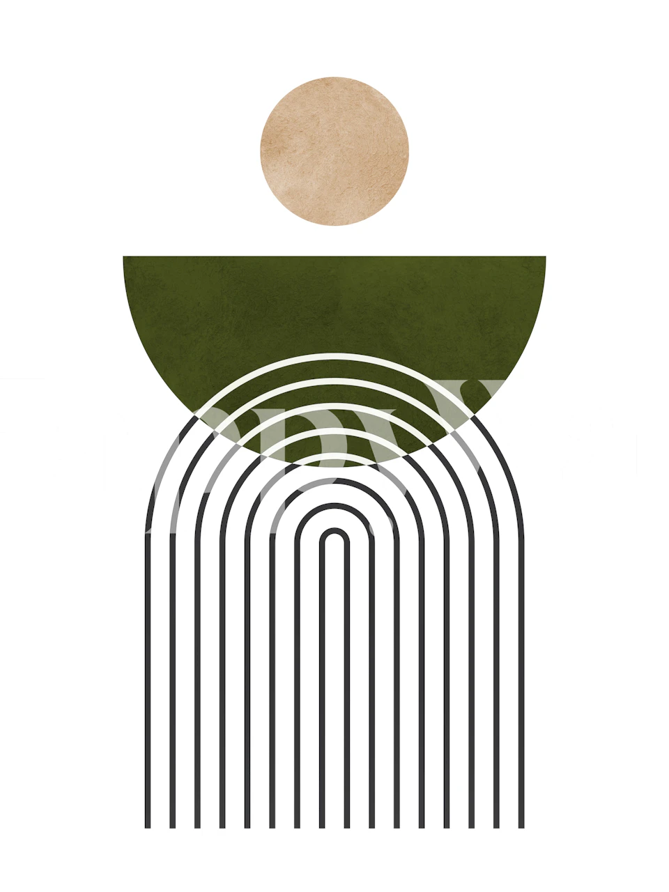 Lines and circles wallpaper in a modern room