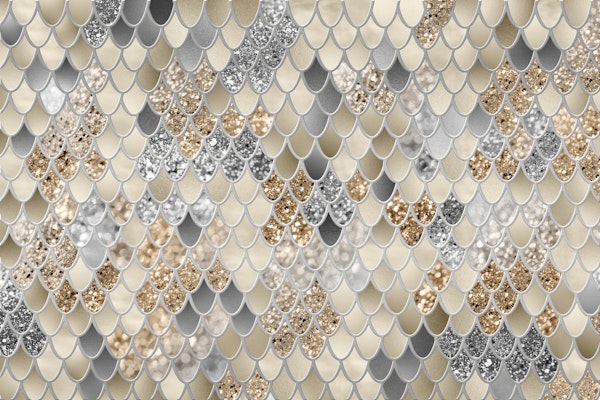 Gold Silver Gray Mermaid Scales Glam 1