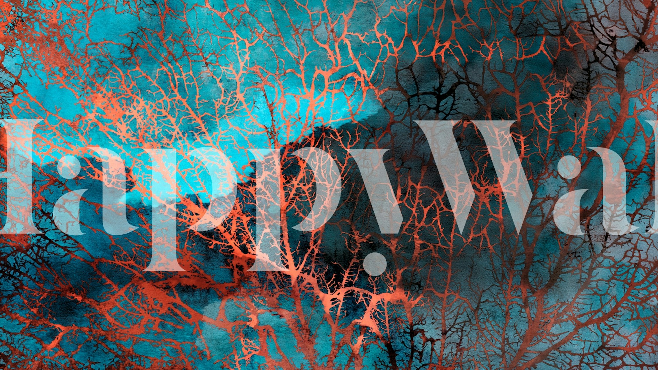 Watercolor abstract pattern with coral and teal colors wallpaper