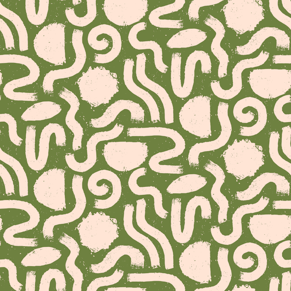 Painted Shapes Green and Cream Pattern