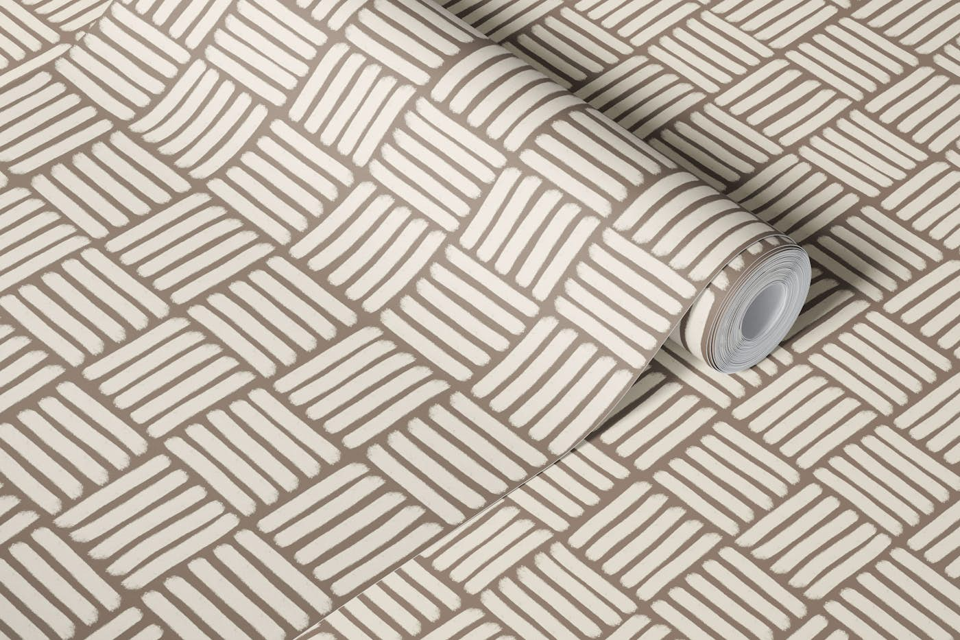 Basketweave on Taupe - Small wallpaper roll