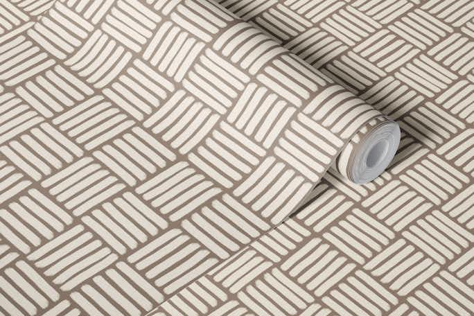 Basketweave on Taupe - Smallwallpaper roll