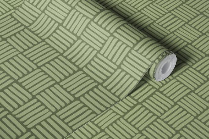 Basketweave on Moss Green - Smallwallpaper roll