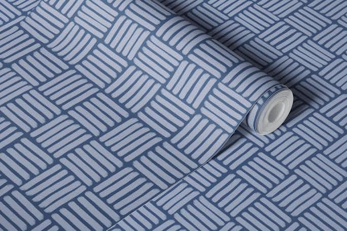 Basketweave on Blue - Smallwallpaper roll