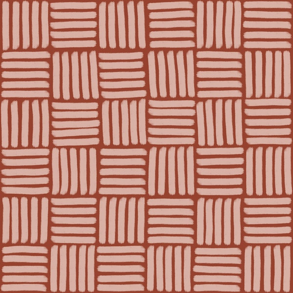 Basketweave on Brick Red - Large