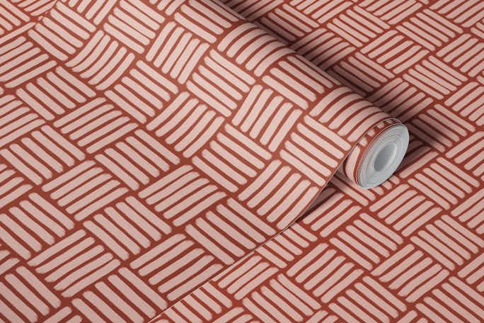 Basketweave on Brick Red - Smallwallpaper roll