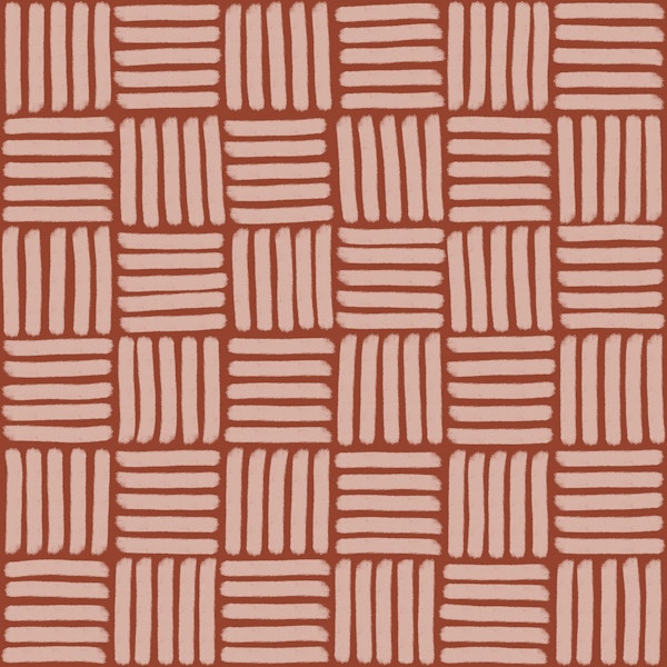 Basketweave on Brick Red - Small