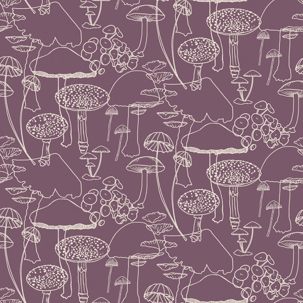 Sketchy Mushrooms on Purple