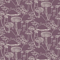 Sketchy Mushrooms on Purple - Small tapeta