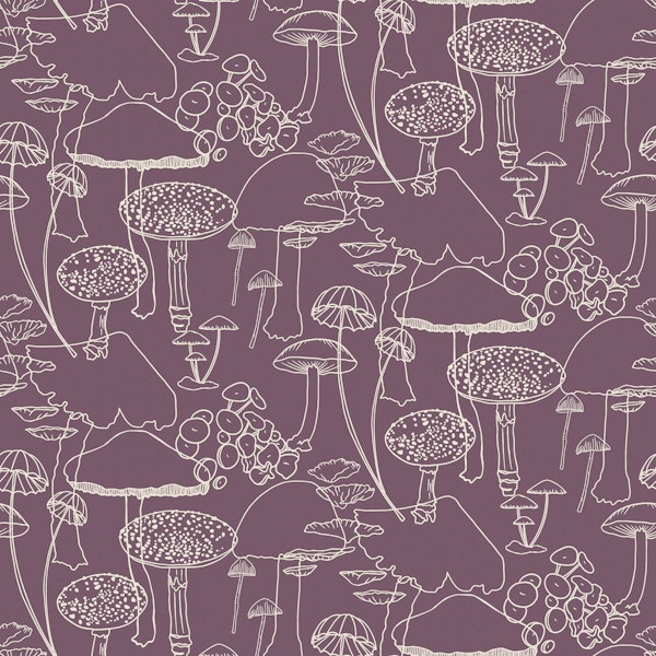 Sketchy Mushrooms on Purple - Small