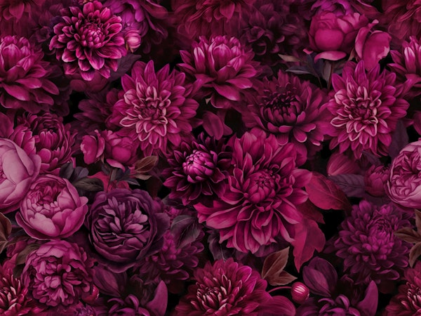 Moody Velvet Burgundy Pink Flower Pattern