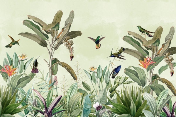 Exotic Vintage Hummingbird Garden