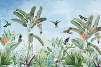 Exotic Vintage Hummingbird Summer Garden ταπετσαρία