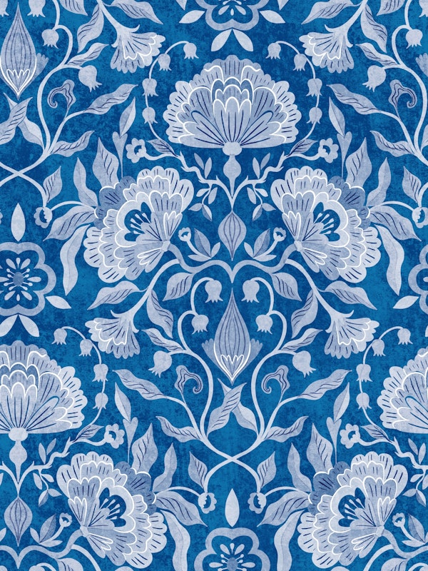 peonies damask florals blue white