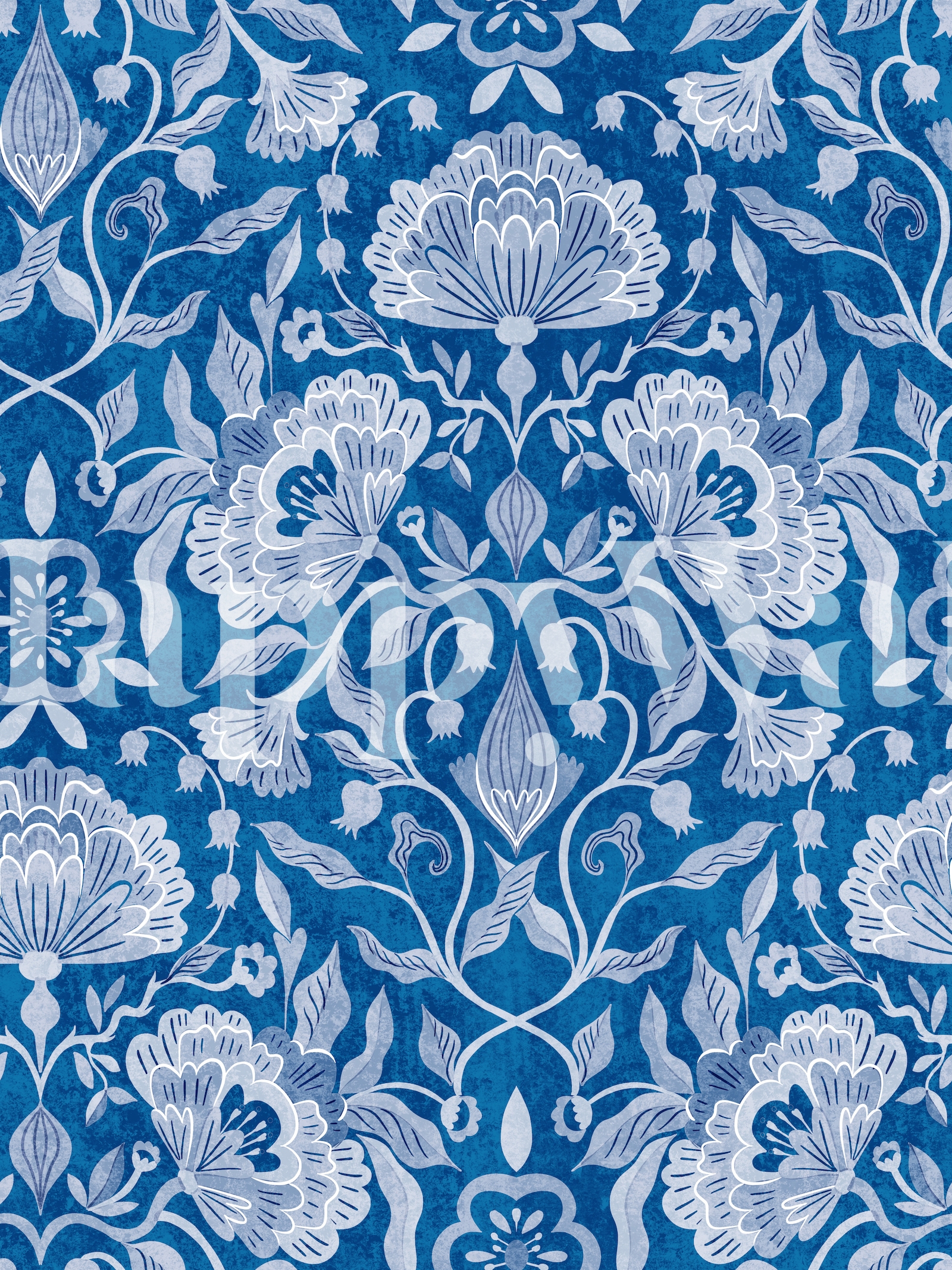 Blue Floral Damask Wallpaper for Elegant Decor