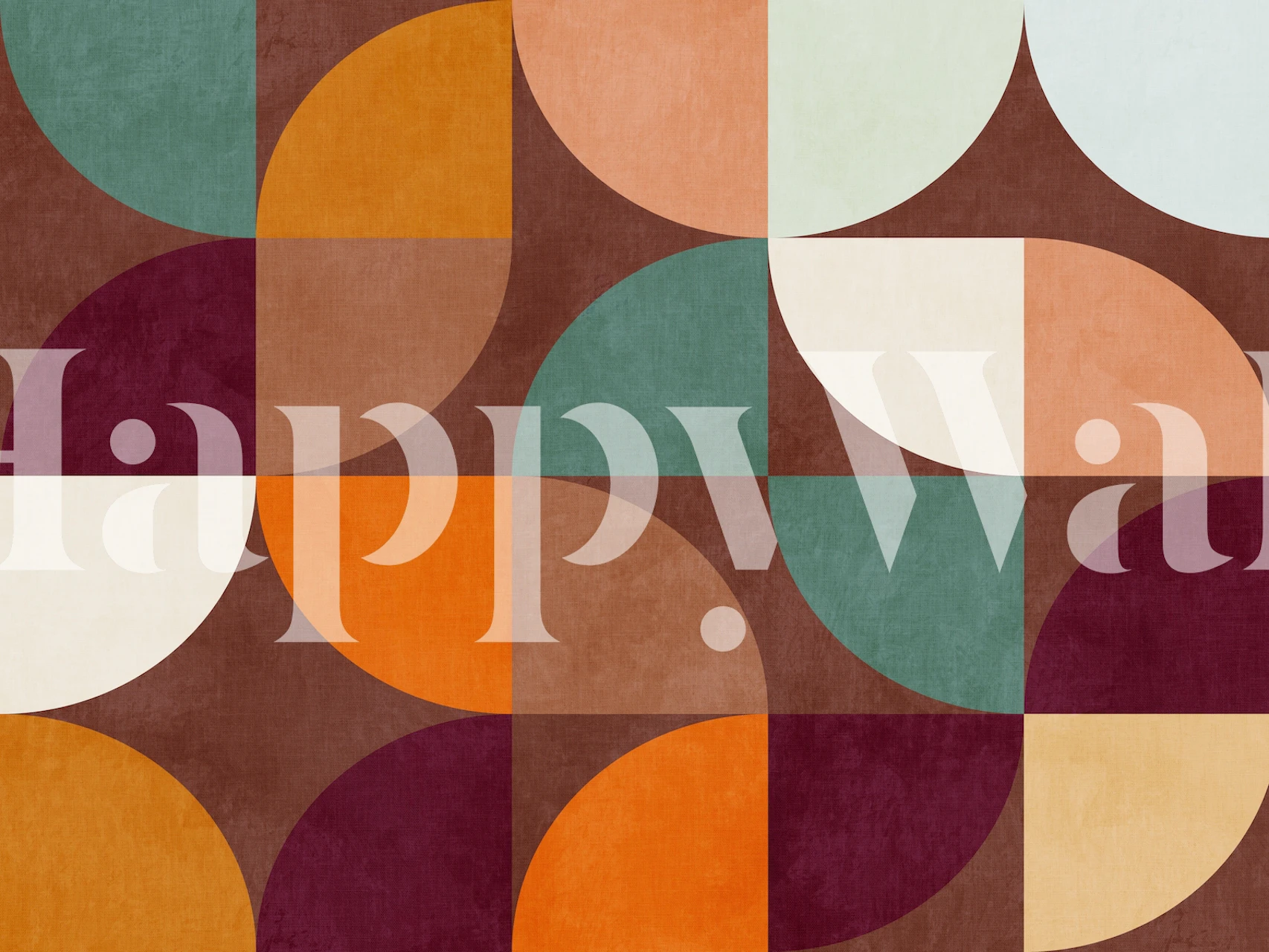 Mid century geometric wallpaper with earthy tones in pastel colors