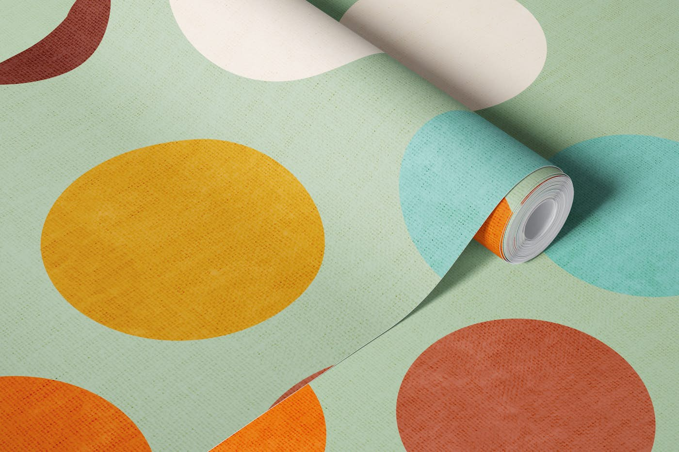 mid century jumping dots wallpaper roll