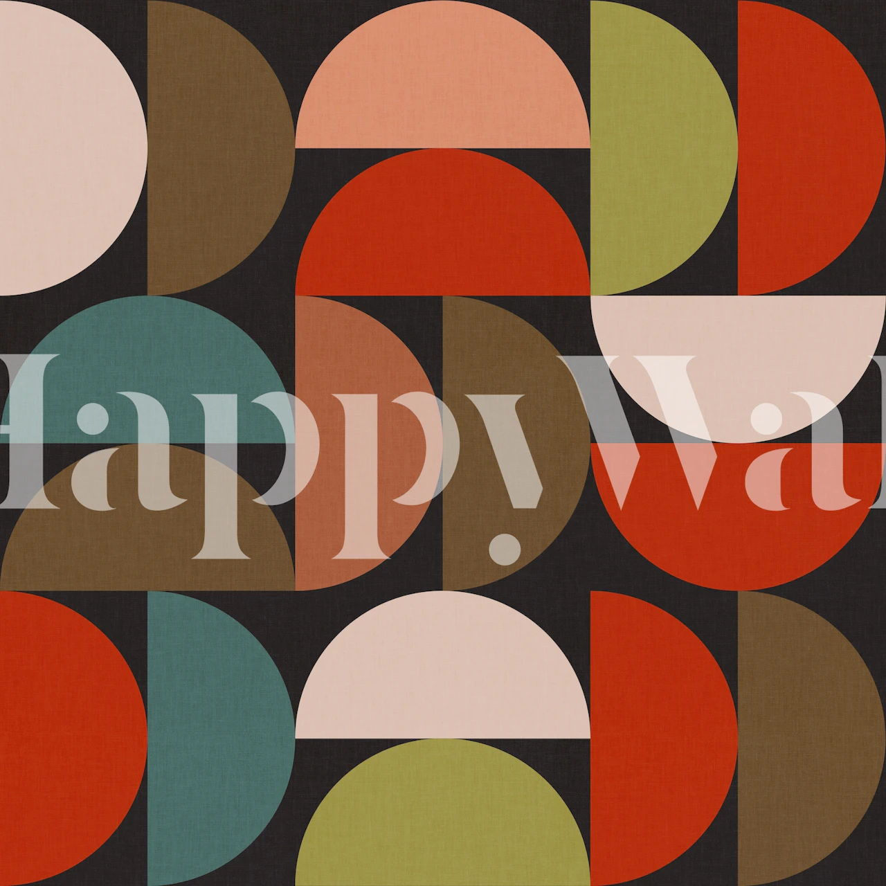 Diseño de papel tapiz Geometric mid-century en una habitación