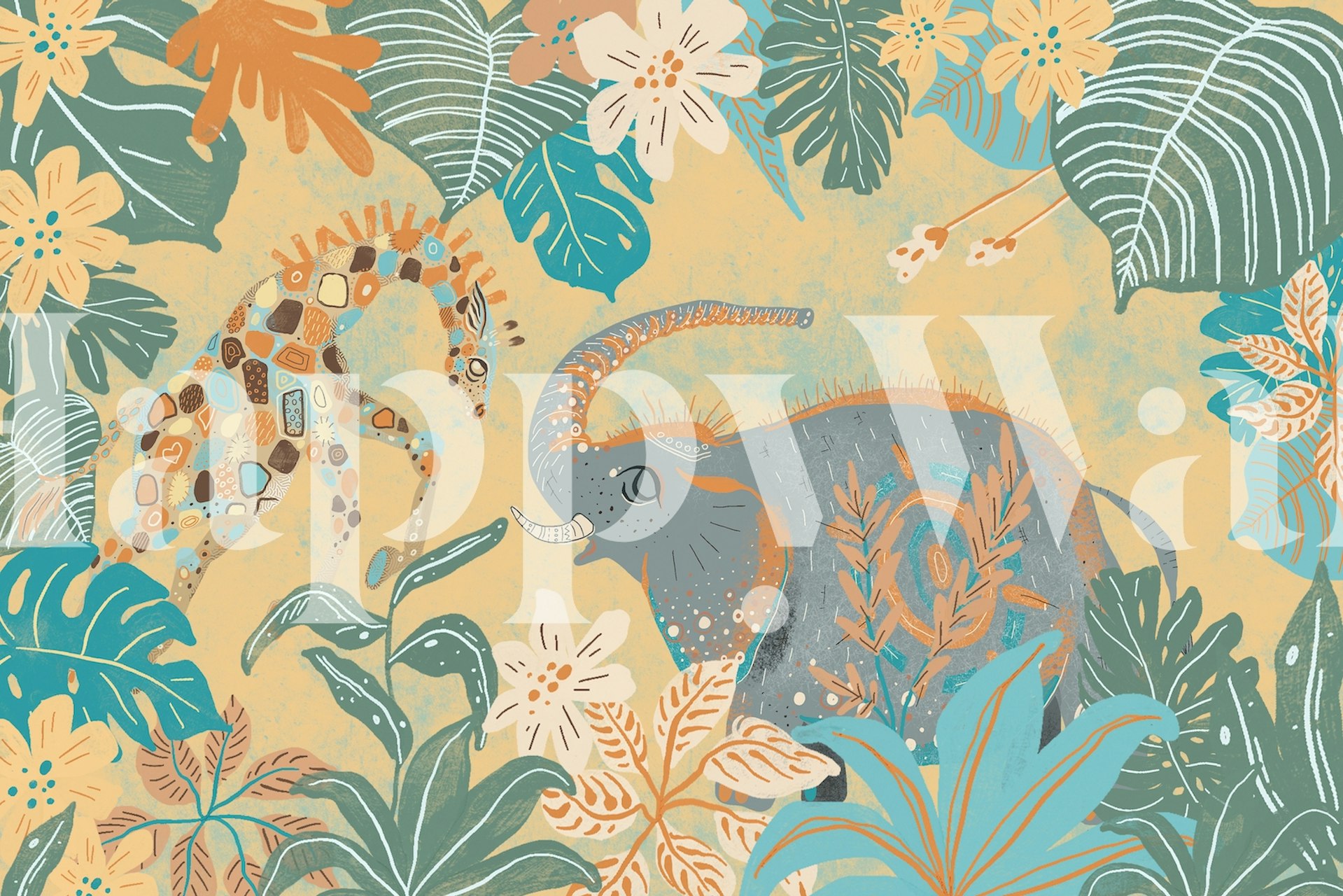 Whimsical Sunny African Animals Jungle Wallpaper Shop Now at Happywall