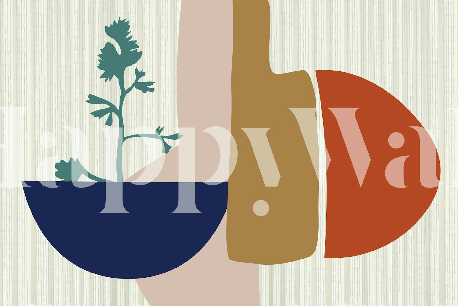 Mid Century Botanical design in earthy colors wallpaper