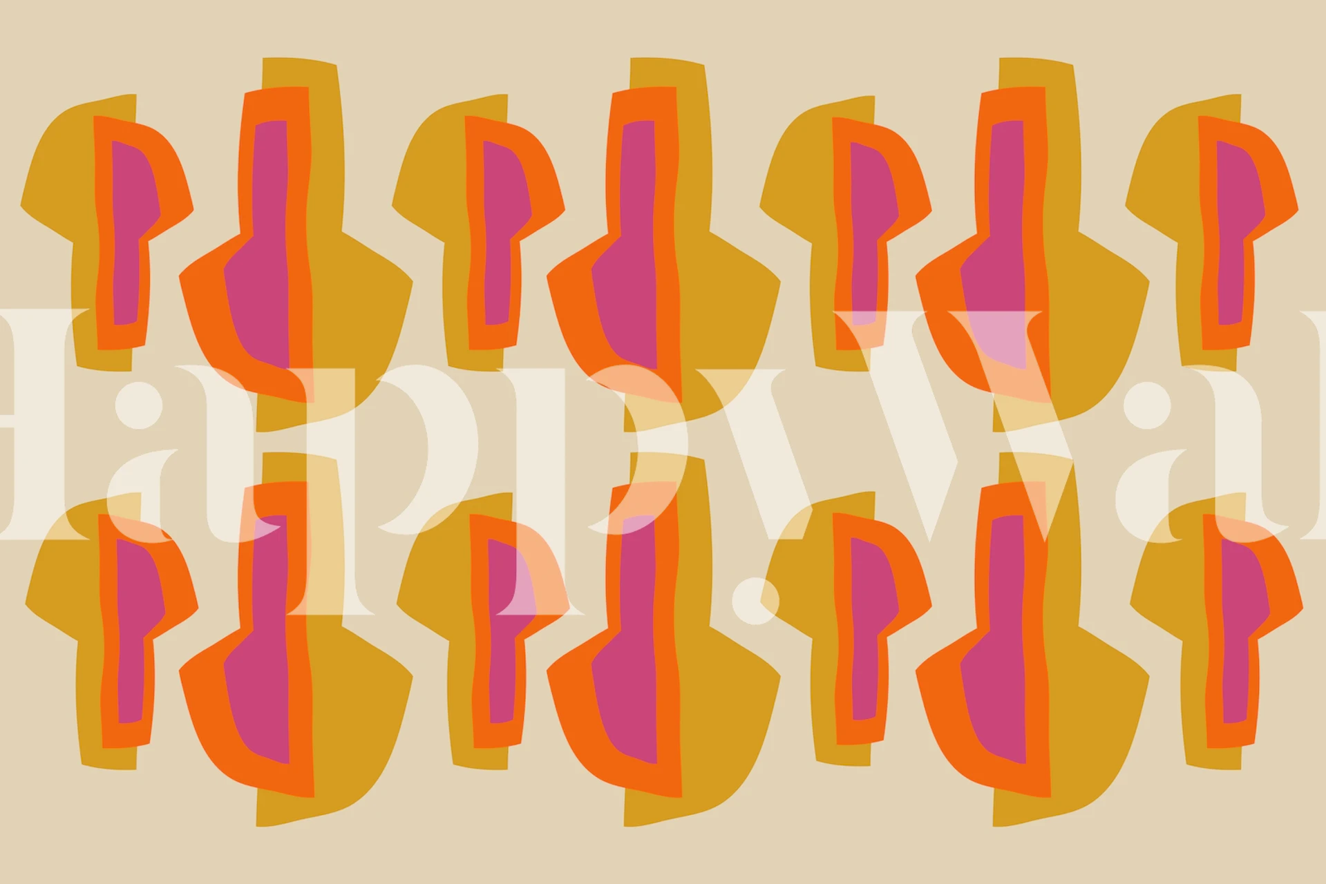 Colorful geometric shapes in orange, pink, and earthy tones wallpaper