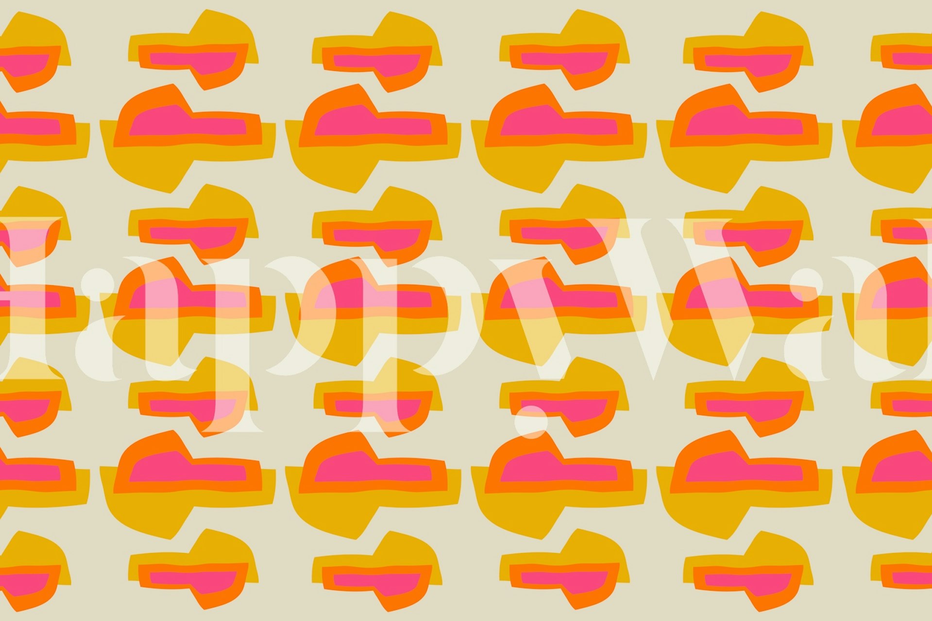 Seventies Retro Groovy Sunrise tapet i et rom