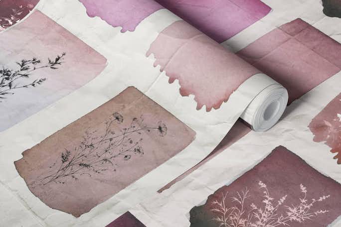 Vintage Herbarium Paper Rosewallpaper roll