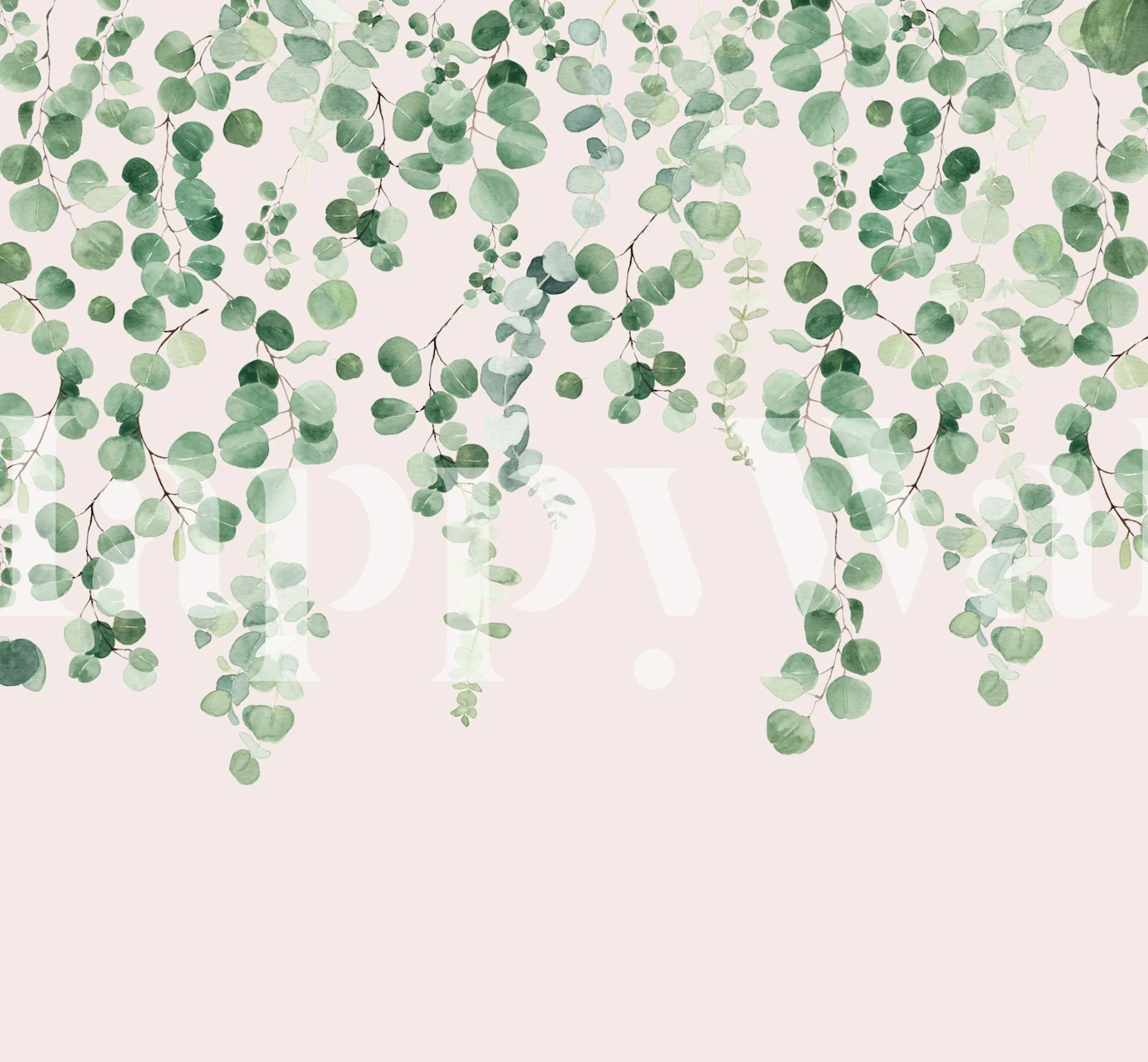 Snygg botanisk tapet med rosa och gröna bladdesign